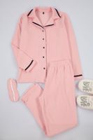 Trendyol Powder Piping Detailed Sleep Band Polar Thick Winter Knitted Pajama Set