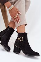 Boto Fűtött női csizmák magas sarkú arany elemekkel fekete Ambrine