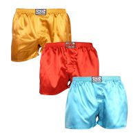3PACK pánské trenky Styx klasická guma saténové vícebarevné (3C06357) XL