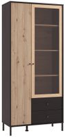 Vysoká vitrína bez osvetlenia semira - dub artisan/dub čierny