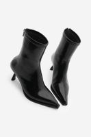 Marjin Women's Back Zipper Pointed Toe Thin Heel Boots Pesina Black Patent Leather