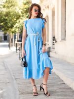 Resti Women's midi dress with ruffles and short sleeves