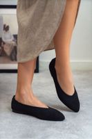 NİŞANTAŞI SHOES Betty Black Knitwear Patterned Flat Sole Women's Ballerinas