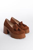 Capone Outfitters Tasseled High-Sole Leather Women's Loafer Shoes