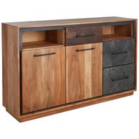 Landscape ŠIROKÁ KOMODA, akácie, recyklované dřevo, hnědá, barvy akácie, tmavě šedá, 145/88/40 cm