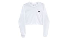 Vans Cropped T-Shirt LS Dámske - Tričká Vans - Biela - VN0A4OUQWHT-XS - Size: XS
