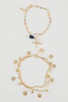 DEFACTO Women's 4-Piece Star Detailed Gold Anklet