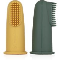 Petite&Mars Take&Match 0m+ Kinderzahnbürste zum Aufstecken auf den Finger + Etui Ochre&Green 2 St.