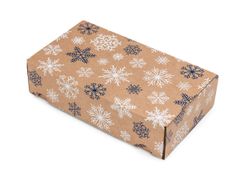 25 ks - Darčeková krabica s potlačou vločiek 220x150x42 mm