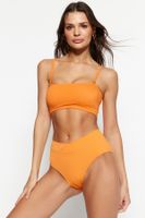 Trendyol Orange V-Cut texturált magas derekú normál lábú bikini alsó