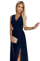 Long dress with neckline and tie Numoco