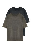 Trendyol Black-Brown Aged/Faded Effect 2-Pack Basic T-shirt