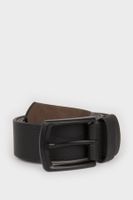 DEFACTO Men's Rectangular Buckle Faux Leather Casual Belt