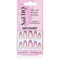 Nail HQ Almond Purple French накладні нігті з клеєм 24 кс
