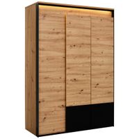 Voleo SKRIŇA S OTOČNÝMI DVERAMI, čierna, dub artisan, 140/200/55 cm