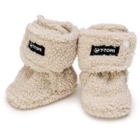 T-TOMI TEDDY Booties Cream otroški copati 0-3 months 1 kos