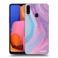Silikónový čierny obal pre Samsung Galaxy A20s - Pink liquid