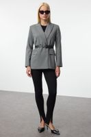 Trendyol Gray Belted Woven Blazer Jacket