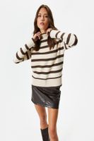 Koton Women's Beige Striped Sweater