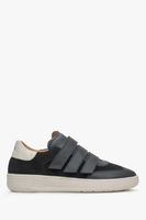 Estro: Czarne sneakersy damskie na rzep z włoskiej skóry naturalnej i weluru