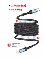 Swissten magnetický datový kabel samonavíjecí USB-C / Lightning 1m