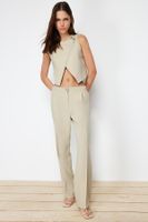 Trendyol Mink Straight Cut Ribbed Woven Trousers