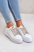 PS1 Sneakersy Na Platformie Z Ozdobnymi Sznurówkami Biało-Złote Fonetha