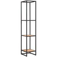 MID.YOU REGÁL, čierna, medová, železo, akácia, 37/184/42 cm