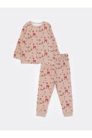 LC Waikiki Crew Neck Long Sleeve Printed Baby Girl Pajama Set