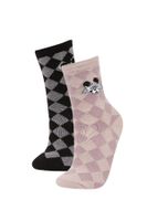 DEFACTO Girls Disney Mickey & Minnie 2-Pack Cotton Ankle Socks