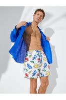 Koton Animal Printed Marine Shorts with a lace-up waist with pocket.