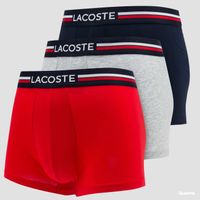 LACOSTE Iconic Cotton Stretch Boxers 3-Pack Red/ Melange Grey/ Navy M