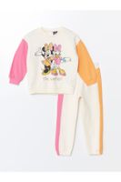 LC Waikiki Crew Neck Long Sleeve Minnie Mouse Printed Baby Girl Sweatshirt and Tracksuit Bottom 2-Pack