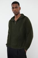 Trendyol Green Casual Regular Half Turtleneck Hair Knit Sweater