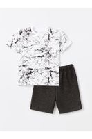 LC Waikiki Crew Neck Patterned Baby Boy T-Shirt and Shorts Set of 2