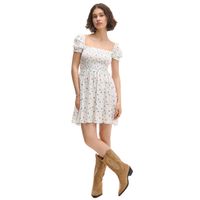 Cropp - Mini obleka s cvetličnim potiskom - bela