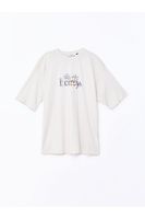 LC Waikiki LCW Crew Neck Printed Short Sleeve Oversize Women's T-Shirt