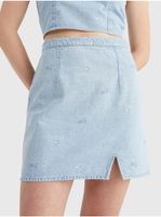 Tommy Jeans Světle modrá dámská džínová krátká sukně s potrhaným efektem Tommy Jean - Dámské