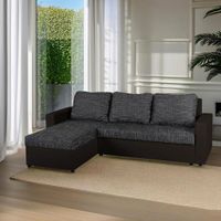 P & B ROHOVÁ SEDAČKA, textil, kompozitné drevo, čierna