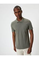 Koton Polo Neck T-Shirt Slim Fit Pocket Detailed Buttoned