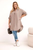Koszula damska wiskozowa plus size z przedłużonym tyłem
