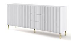 ArtBm Komoda RAVENNA B 3D3S 200 | biela matná PREVEDENIE: Biela matná  / zlaté nohy
