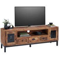 Landscape NÍZKA KOMODA, mangové drevo, hnedá, čierna, 160/55/40 cm