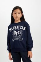 DEFACTO Girl Relax Fit Crew Neck University Printed Sweatshirt