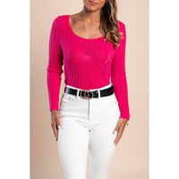 Langarm-Strickshirt, Fuchsia