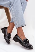 D&A Lakierowane Mokasyny Damskie Z Kokardką S.Barski