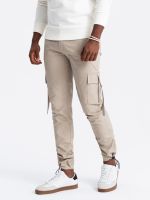 Ombre Men's STRAIGHT LEG cargo pants with striped pockets - sand