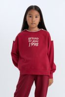 DEFACTO Girl Relax Fit Crew Neck Printed Soft Furry Sweatshirt