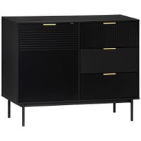 Livetastic ŠIROKÁ KOMODA, čierna, zlatá, 100/80/40 cm