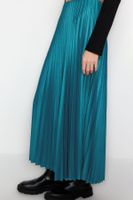 Trendyol Emerald Green Pleated Maxi Stretchy Knitted Skirt